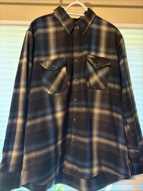 DIXXON - Fit for an Autopsy - XL - Men's navy blue and tan Plaid Button-Up Shirt